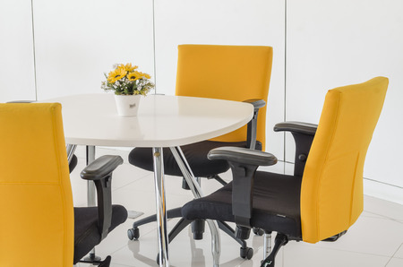 modern office desk furniture for business workingの写真素材
