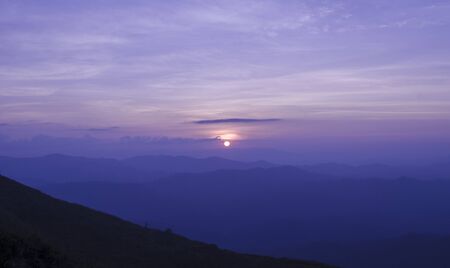 Sunset in the mountainの写真素材