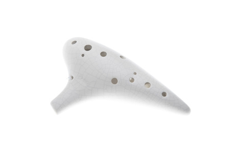 the white Ocarina isolated on white backgroundの写真素材