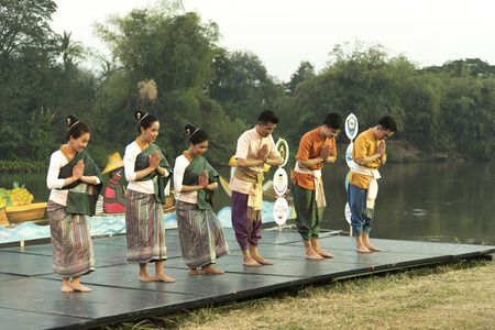 BANGKOK THAILAND- MARCH 24: Thai Dance Show in religious ceremony, Native Art of Thailand on March 24, 2016 in Bangkok, Thailandのeditorial素材