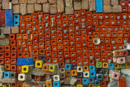 Colorful of ceramic tiles on the wall for backgroundの写真素材