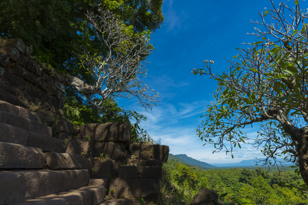 old tree in Laos Stone castleのeditorial素材