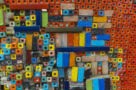 Colorful of ceramic tiles on the wall for backgroundの写真素材