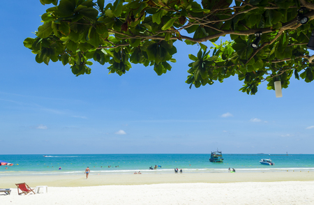 RAYONG, THAILAND - 2 JAN - Unidentified fishing boat with unidentified traveler passengers boating on ocean in Rayong, Thailand on January 2, 2016のeditorial素材