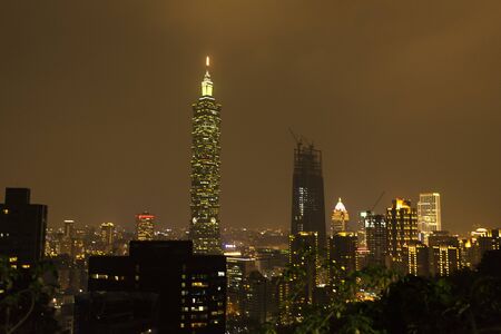 TAIPEI, TAIWAN - NOVEMBER 21, 2016: Taipei 101 building is a famous landmark was taken at sunset...