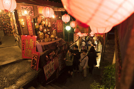 Taipei, Taiwan - 2016: Jiufen is Taiwan's most famous tourist attraction outside of greater Taipei but within easy reach for a day or overnight trip.のeditorial素材