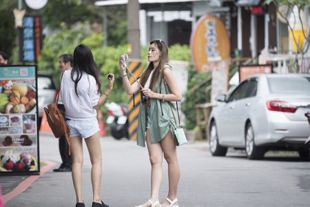 Taipei, Taiwan - 19 December 2016: People tourist Morning City life in Taipeiのeditorial素材