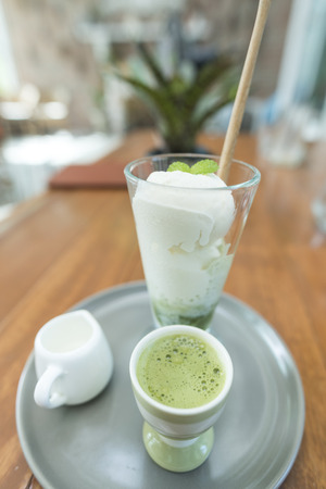 matcha latte green teaの写真素材