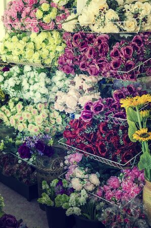 rose flower background for Valentine's Day, vintage filter imageの写真素材