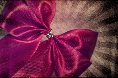 Big red ribbon for Valentine day, vintage filter imageの写真素材