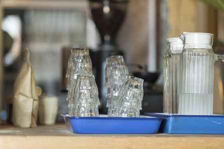 Glass in a cafeの写真素材