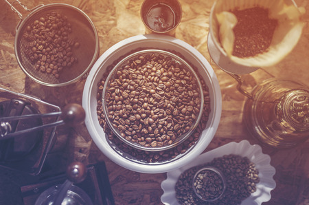 coffee drip set, vintage filter imageの写真素材