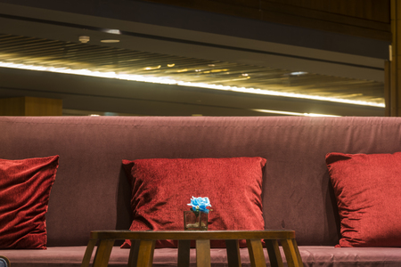 Sofas in luxury hotels with night lightsの写真素材