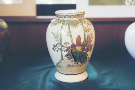FUKUOKA, JAPAN - OCTOBER 2, 2017: Ancient Japanese jars displayed in the museum in Fukuoka, Kyushu, Japanのeditorial素材