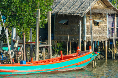Coastal fishing boats in the seaside area of ââThailand. in Samutsakhon, Thailandの写真素材