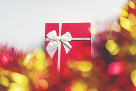 Red Gift Box for Christmas Celebrationの写真素材