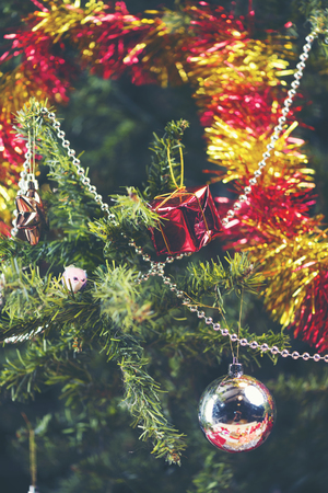 Christmas ball on the branches fir.の写真素材