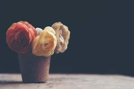 rose flower in vase on love conceptの写真素材