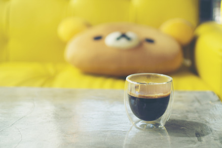 dark espresso coffee in cafeの写真素材