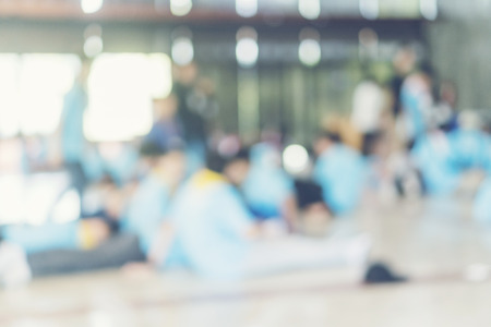 blurry background of children activity in schoolの写真素材