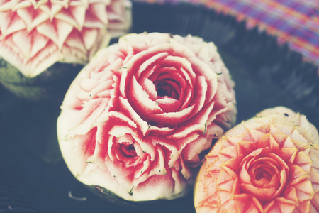 Carved watermelon fruitの写真素材