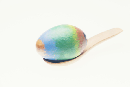Colorful handmade easter eggs isolated on a whiteの写真素材