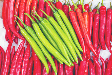 vegetable background. Many colorful paprika. Colorful vegetables in the market.