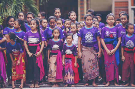 Balinese dancing, traditional dance and clothing, Kecamatan Buleleng, Bali, Indonesia, 2018のeditorial素材