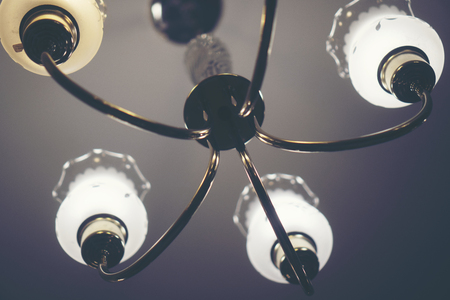 vintage lamps in the restaurantの写真素材