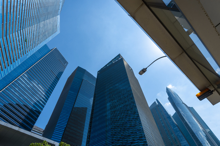 Skyline of Singapore city. Downtown skyscrapers office buildings of modern megalopolisのeditorial素材