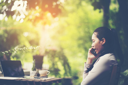 business women using smartphone for workの写真素材