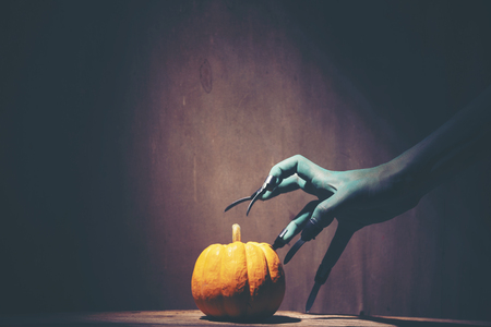 Halloween Ghost hand, art picture for Halloween conceptの写真素材