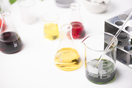 flask of water solution in science laboratory