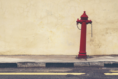 red street water valve or red fire hydrant ( emergency concept )の写真素材