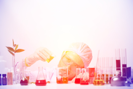 scientist working in laboratory, color filterの写真素材