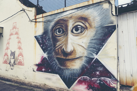 Street art in Georgetown, Penang, Malaysiaのeditorial素材