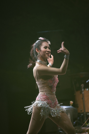 Bangkok, Thailand - November 22 2018 : Loy Krathong festival, Dancers are performing at the festivities, Thailandのeditorial素材
