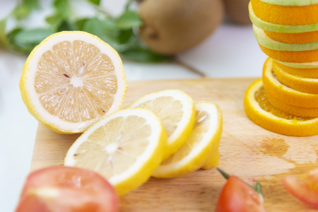 Fresh fruits.Assorted fruits colorful background.の写真素材