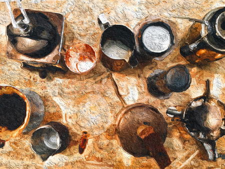 vintage coffee drip, Oil painting imageの写真素材