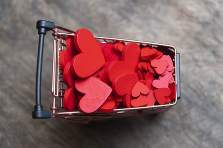 Valentines Day background with hearts, vintage filter imageの写真素材