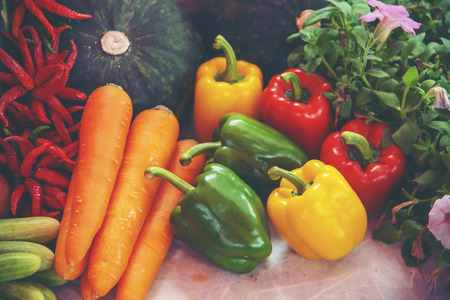 Various kinds of vegetables, displayed in stores