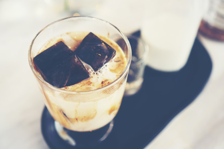 coffee ice cube with milk, coffee cafeの写真素材