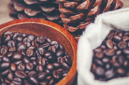 Fresh roasted coffee beansの写真素材