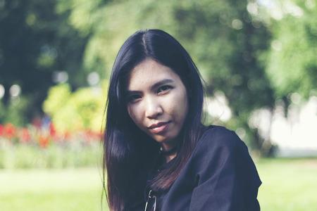 smily Asian girl portraitの写真素材