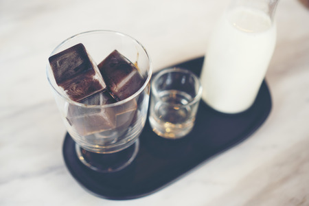 coffee ice cube with milk, coffee cafeの写真素材