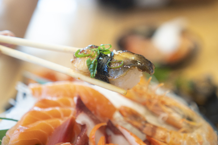 Sushi, Sashimi, fresh seafood, Japanese foodの写真素材