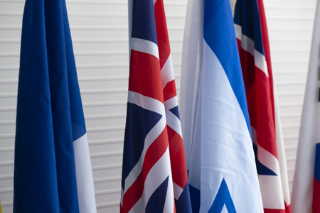 The multi-national flag at the international cooperation conferenceの写真素材