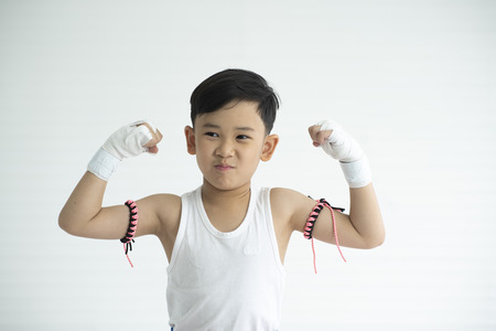 children in fighting concept, boxing boyの写真素材