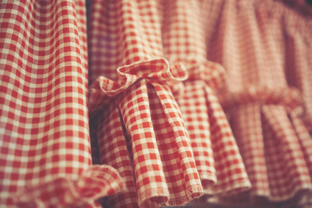 Red Plaid Plaid Curtainの写真素材