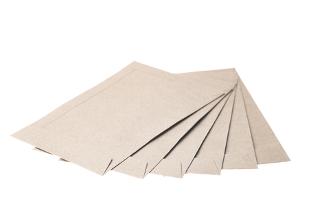 Brown paper envelope isolated on white backgroundの写真素材